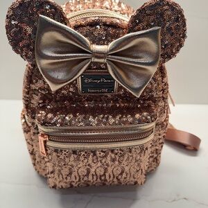 Disney Sequin Backpack with Bow - Rose Gold New without tags